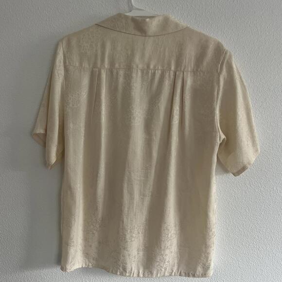 Vintage 80’s Silk Paisley Cream White Button Shirt Size 4 / Small - Picture 4 of 4